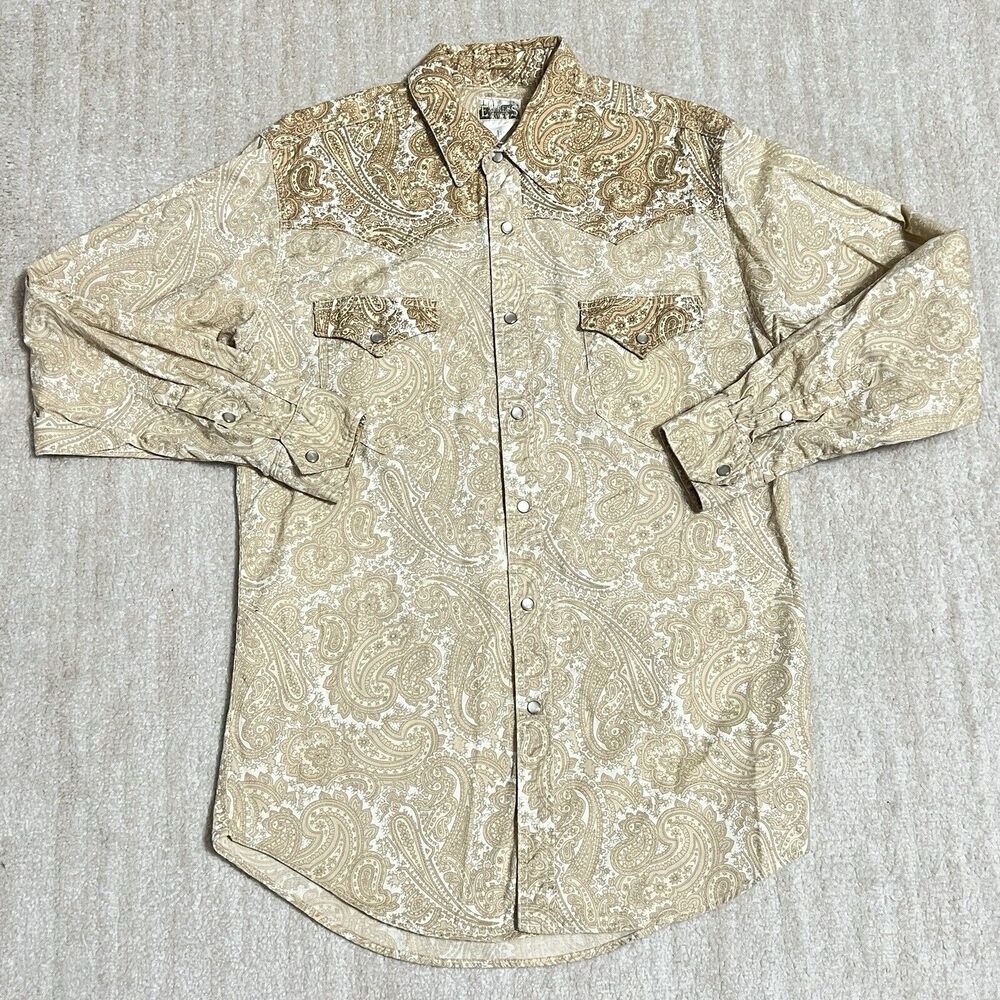 Mens Express Rider Western Cowboy Pearl Snap Paisley Button Shirt Medium